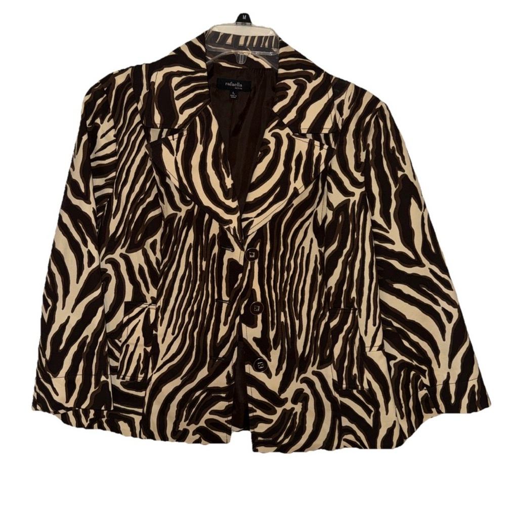 Rafaella Women's Zebra Pattern Blazer - Brown and Cream